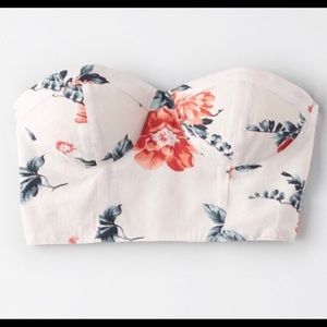 american eagle floral bustier strapless crop top